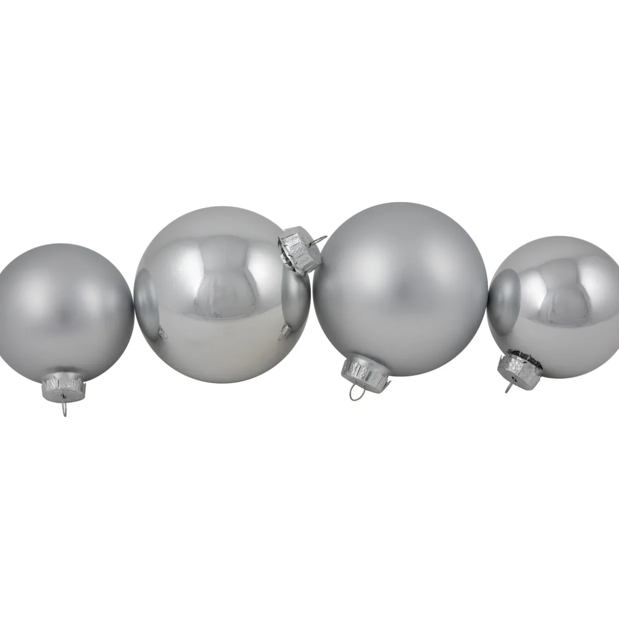 72ct Silver Shiny and Matte Christmas Glass Ball Ornaments 4" (100mm)