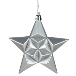 12ct Silver Splendor Shatterproof Star Christmas Ornaments 5"