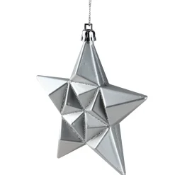 12ct Silver Splendor Shatterproof Star Christmas Ornaments 5"