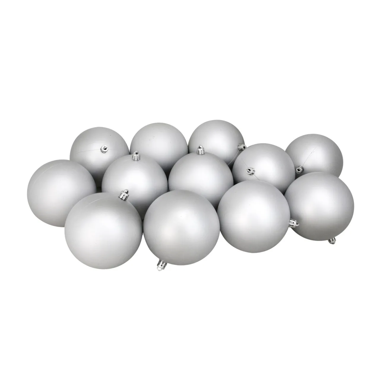 12ct Silver Splendor Shatterproof Matte Christmas Ball Ornaments 4" (100mm)