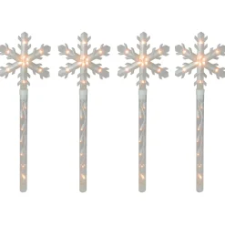 4ct Snowflakes Christmas Pathway Marker with Lawn Stakes - Clear Lights