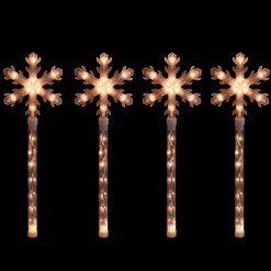 4ct Snowflakes Christmas Pathway Marker with Lawn Stakes - Clear Lights