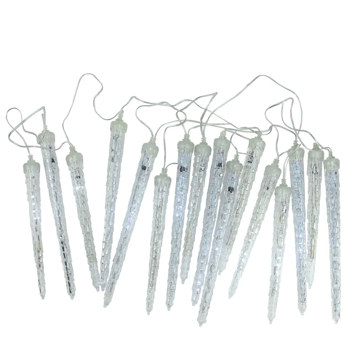 16ct Transparent Dripping Icicles Snowfall Christmas Light Tubes - 14.25 ft Clear Wire