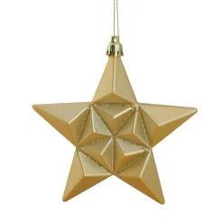 12ct Vegas Gold Shatterproof 2-Finish Christmas Star Ornaments 5"