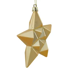 12ct Vegas Gold Shatterproof 2-Finish Christmas Star Ornaments 5"