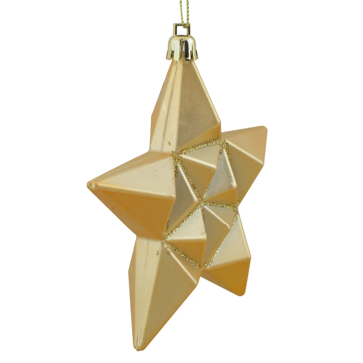 12ct Vegas Gold Shatterproof 2-Finish Christmas Star Ornaments 5"