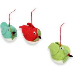 3ct Vibrantly Colored Birds with Holly Berries Christmas Ornaments 5