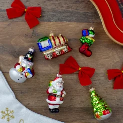 5ct Vibrantly Colored Festive Holiday Christmas Figurine Ornaments 3.5"