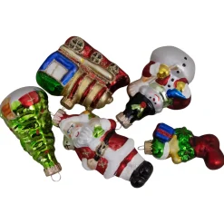 5ct Vibrantly Colored Festive Holiday Christmas Figurine Ornaments 3.5