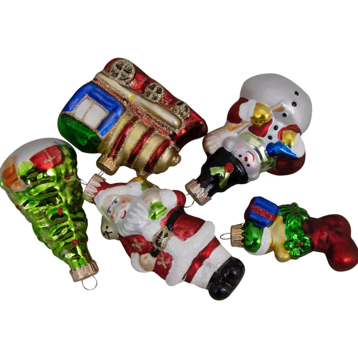 5ct Vibrantly Colored Festive Holiday Christmas Figurine Ornaments 3.5"