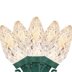 100ct Warm White LED Faceted C9 Christmas Lights, 66ft Green Wire