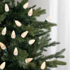 100ct Warm White LED Faceted C9 Christmas Lights, 66ft Green Wire