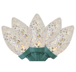 100ct Warm White LED Faceted C7 Christmas Lights, 66ft Green Wire