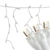 100ct Warm White LED Wide Angle Icicle Christmas Lights, White Wire