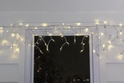 100ct Warm White LED Wide Angle Icicle Christmas Lights, White Wire