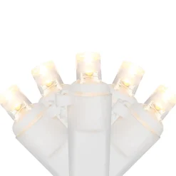 50ct Warm White LED Wide Angle Christmas Lights, 16.25ft White Wire