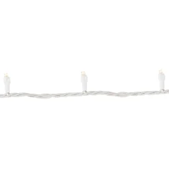 50ct Warm White LED Wide Angle Christmas Lights, 16.25ft White Wire
