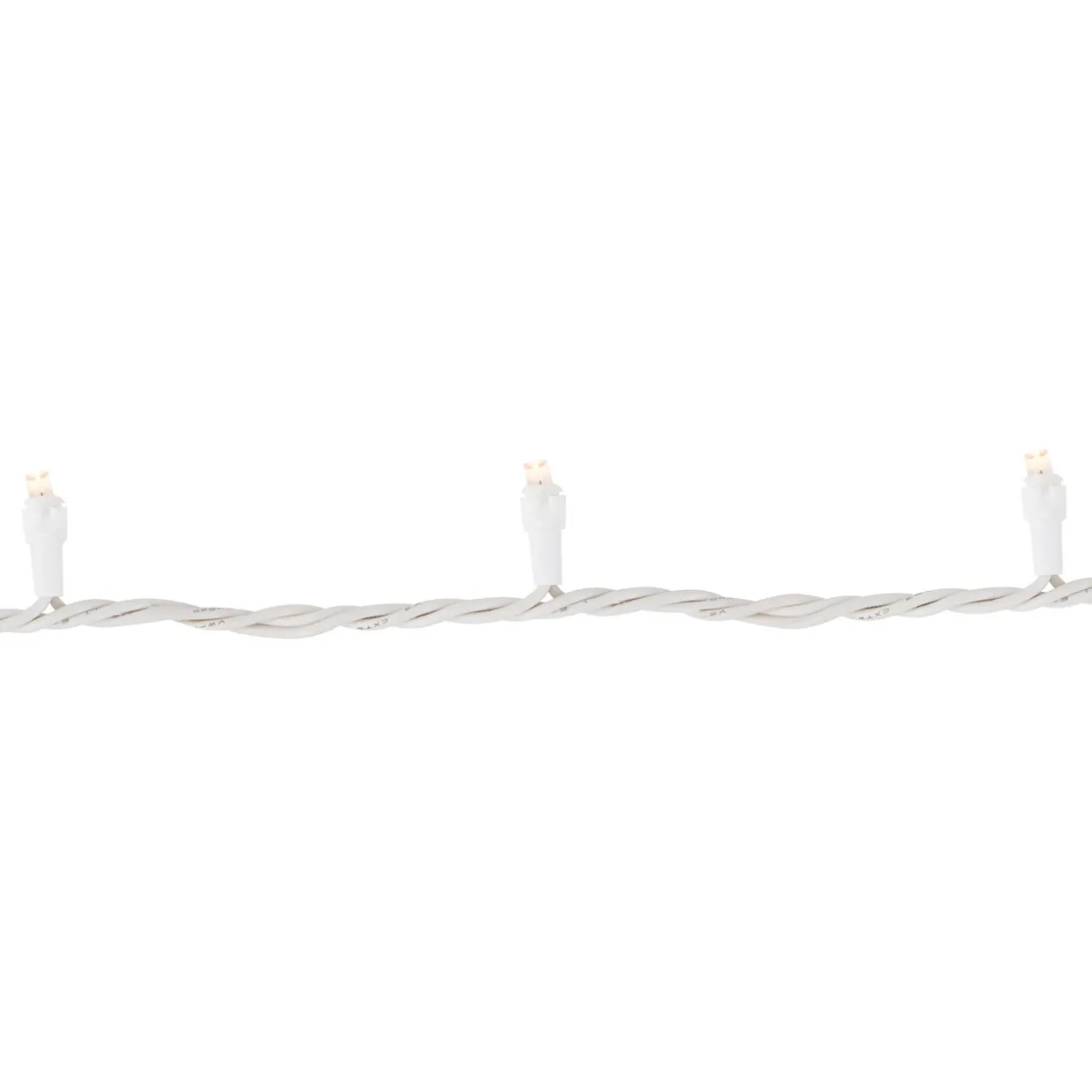 50ct Warm White LED Wide Angle Christmas Lights, 16.25ft White Wire