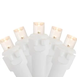 100ct Warm White LED Wide Angle Christmas Lights, 33ft White Wire