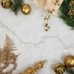 100ct Warm White LED Wide Angle Christmas Lights, 33ft White Wire