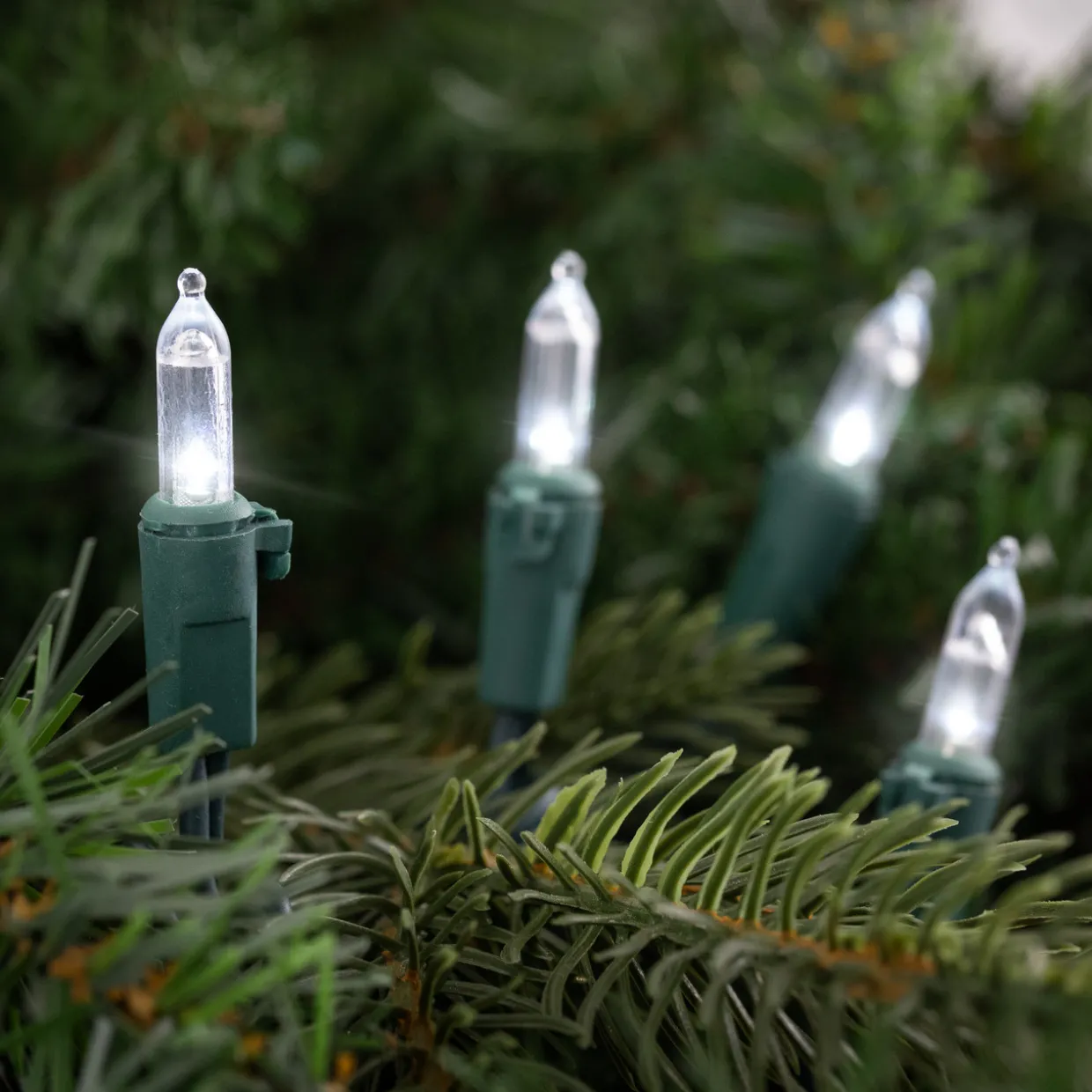 35ct White LED Mini Christmas Lights - 11.25ft Green Wire