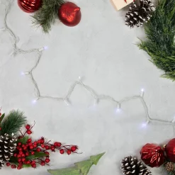 50ct White LED Wide Angle Christmas String Lights, 16.25ft White Wire