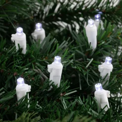 50ct White LED Wide Angle Christmas String Lights, 16.25ft White Wire