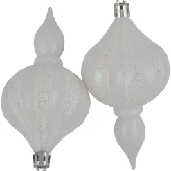 8ct White Shatterproof Finial Christmas Ornaments, 4.75
