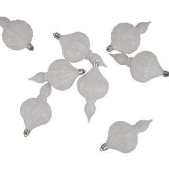 8ct White Shatterproof Finial Christmas Ornaments, 4.75