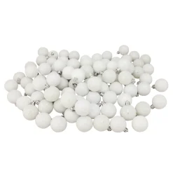 96ct White Shatterproof 4-Finish Christmas Ball Ornaments 1.5" (40mm)