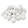 32ct Winter White 4-Finish Shatterproof Christmas Ball Ornaments 3.25" (80mm)