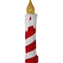 3D LED Lighted Striped Candle Christmas Outdoor Decoration - 30" - Red and White