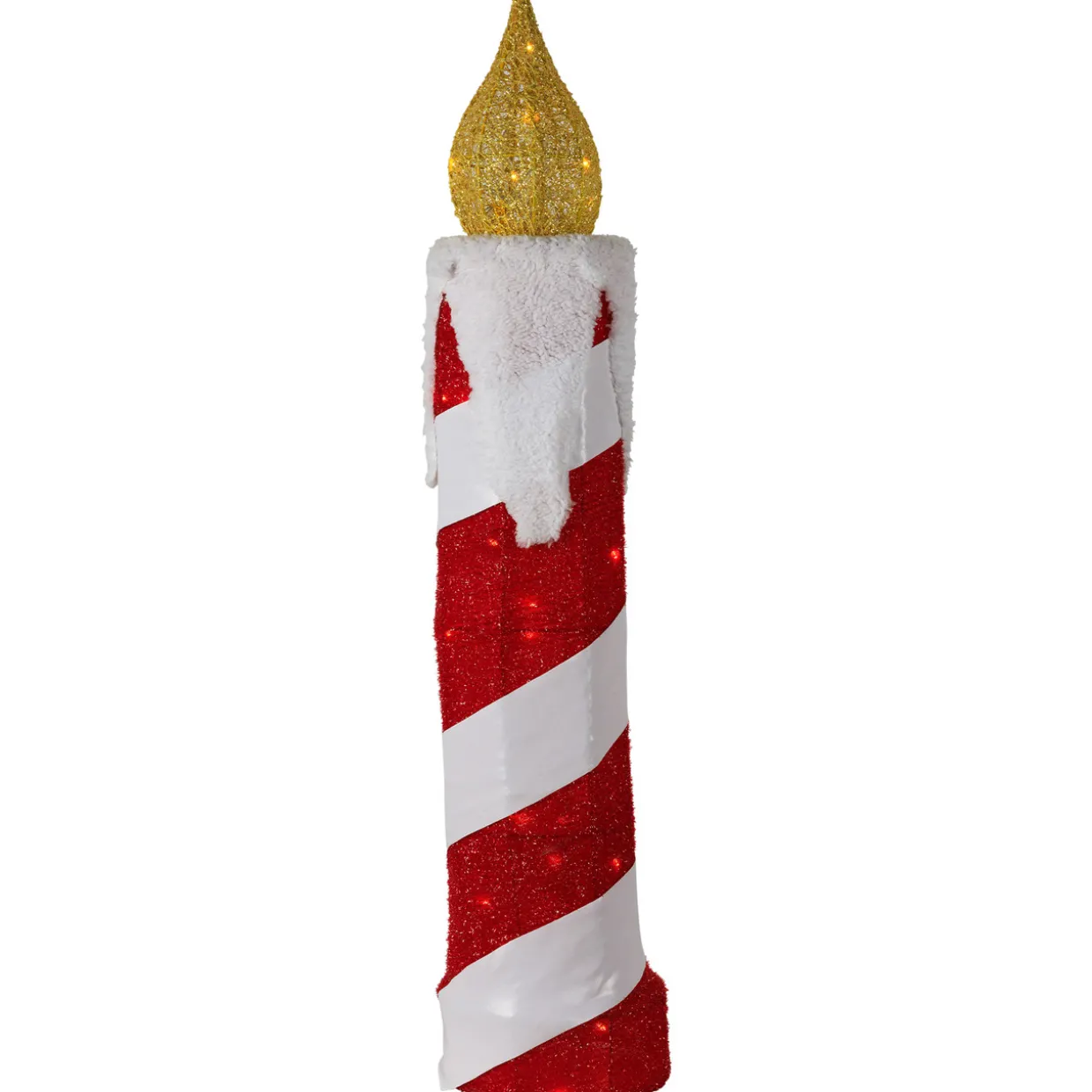 3D LED Lighted Striped Candle Christmas Outdoor Decoration - 30" - Red and White