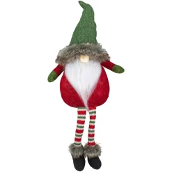 Dangling Legs Plush Sitting Gnome Christmas Figure - 25" - Red and Green