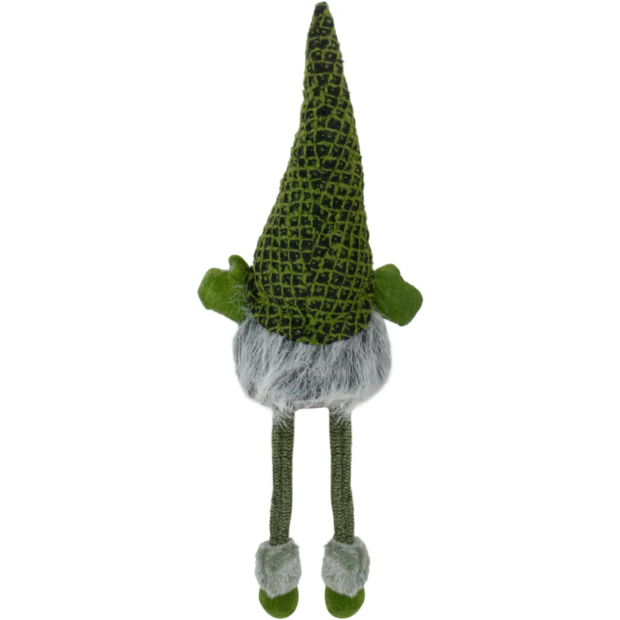 Dangling Legs Sitting Boy Gnome with Beard Christmas Figure - 21" - Green