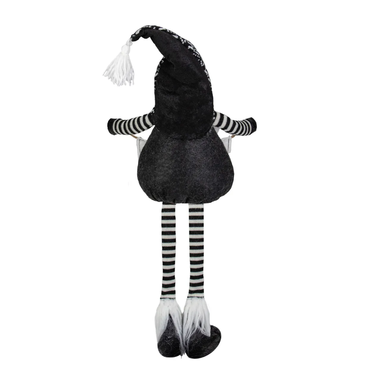 Dangling Striped Legs "JOY" Gnome Christmas Figure - 30" - Black and White