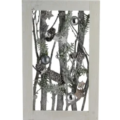 Decorated Standing Birch Branches in Wood Frame Table or Wall Decoration - 14.25"