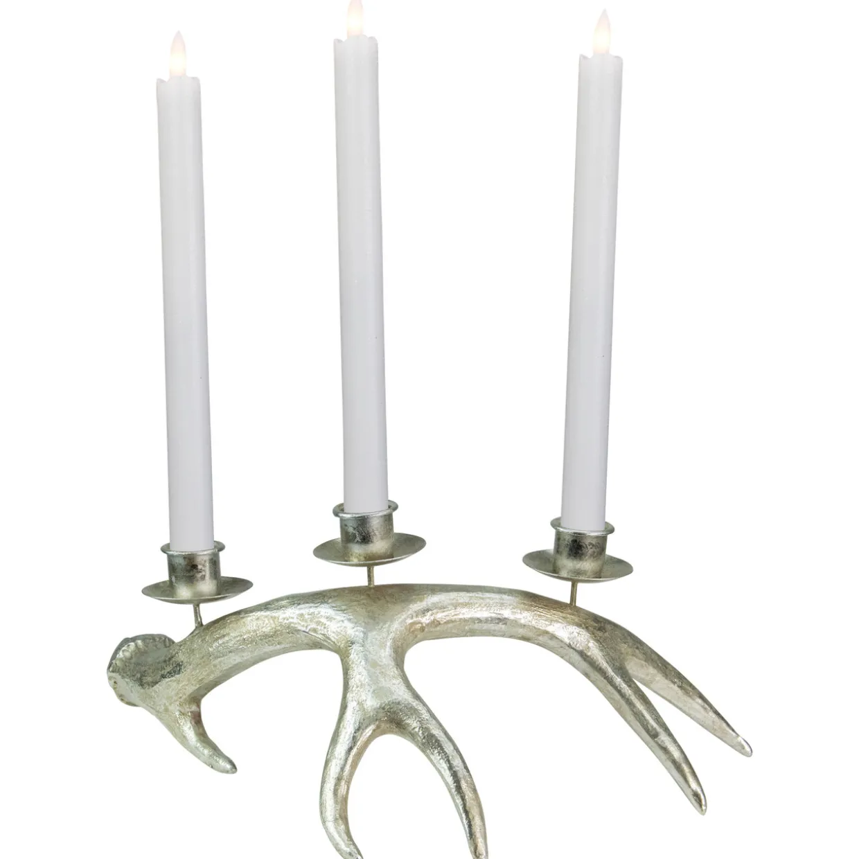 Deer Antler Christmas Taper Candle Holder - 12" - Champagne
