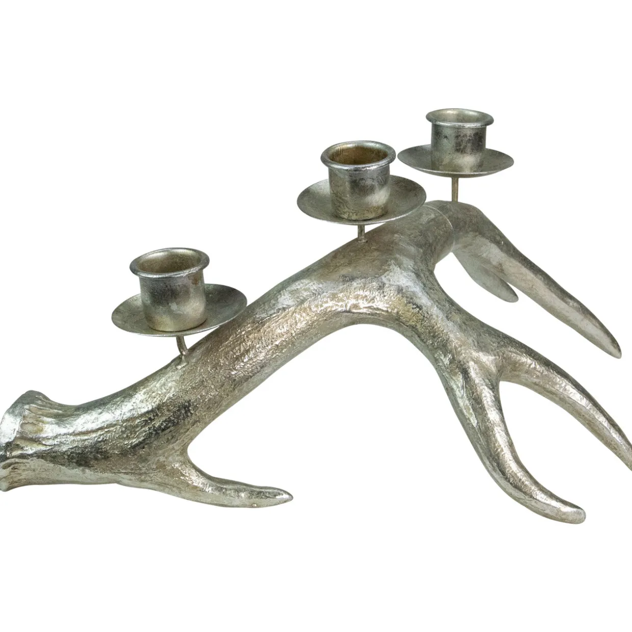 Deer Antler Christmas Taper Candle Holder - 12" - Champagne