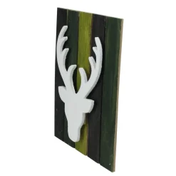 Deer Head on Forest Inspired Pallet Frame Christmas Wall Hanging - 13" - Green