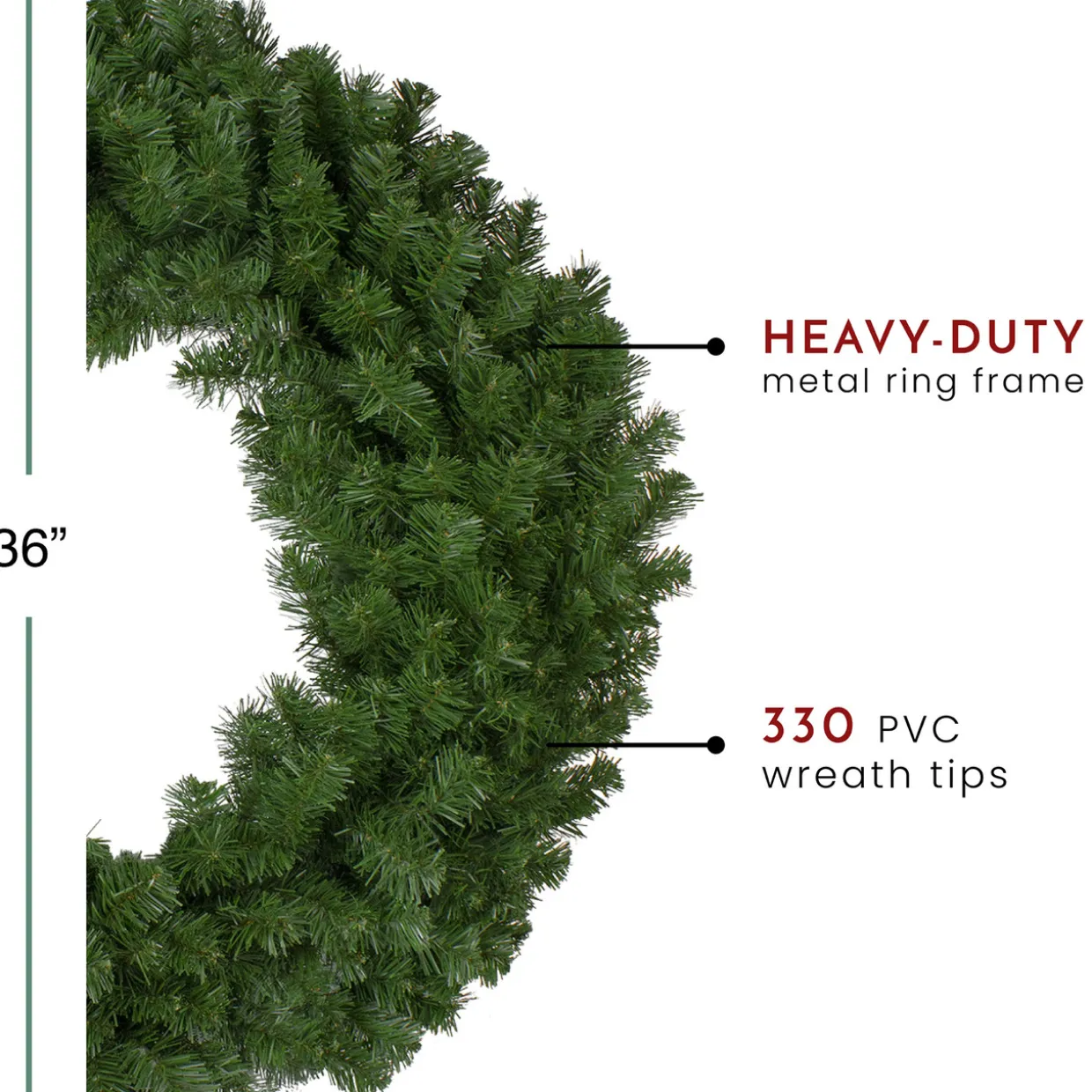 Deluxe Windsor Pine Artificial Christmas Wreath - 36-Inch, Unlit