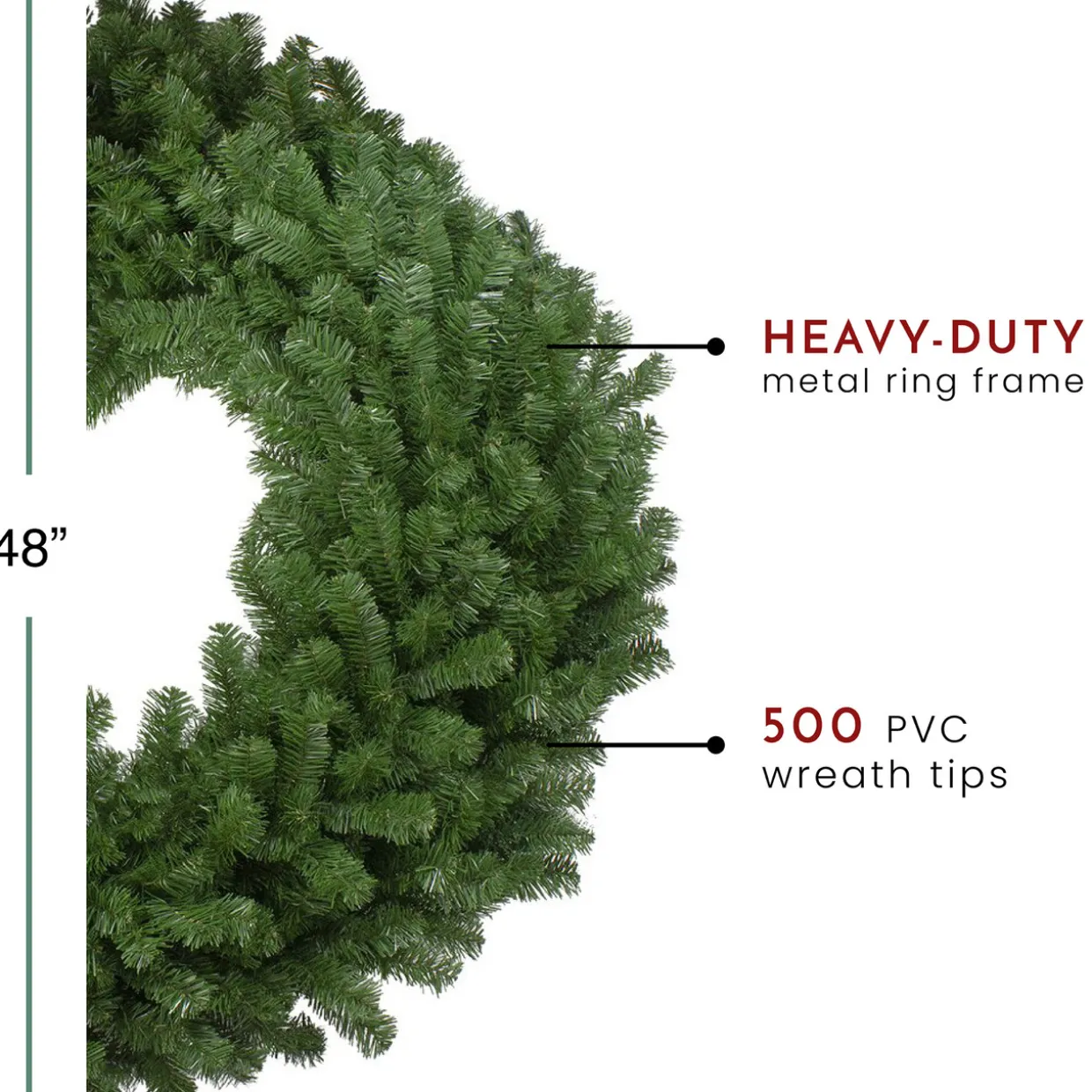 Deluxe Windsor Pine Artificial Christmas Wreath, 48" - Unlit