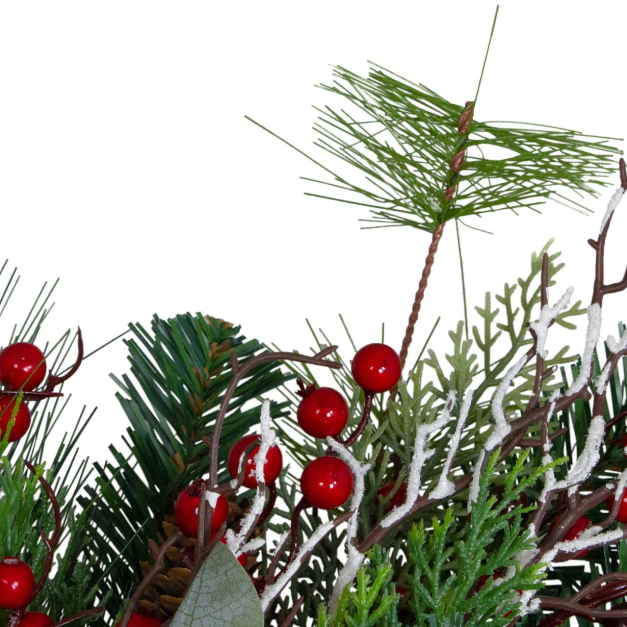 Dual Plaid and Berries Artificial Christmas Wreath - 24" - Unlit