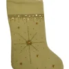 Embellished Beige & Gold Beaded Star Christmas Holiday Stocking