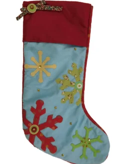 Embellished Blue Felt Rhinestone Snowflake Christmas Holiday Stocking
