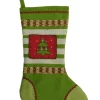 Embellished Green Felt Patchwork Christmas Tree Holiday Stocking