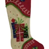 Embellished Ivory & Red Felt Wrapped Gifts Christmas Holiday Stocking