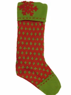 Embellished Red & Green Polka Dot Christmas Holiday Stocking