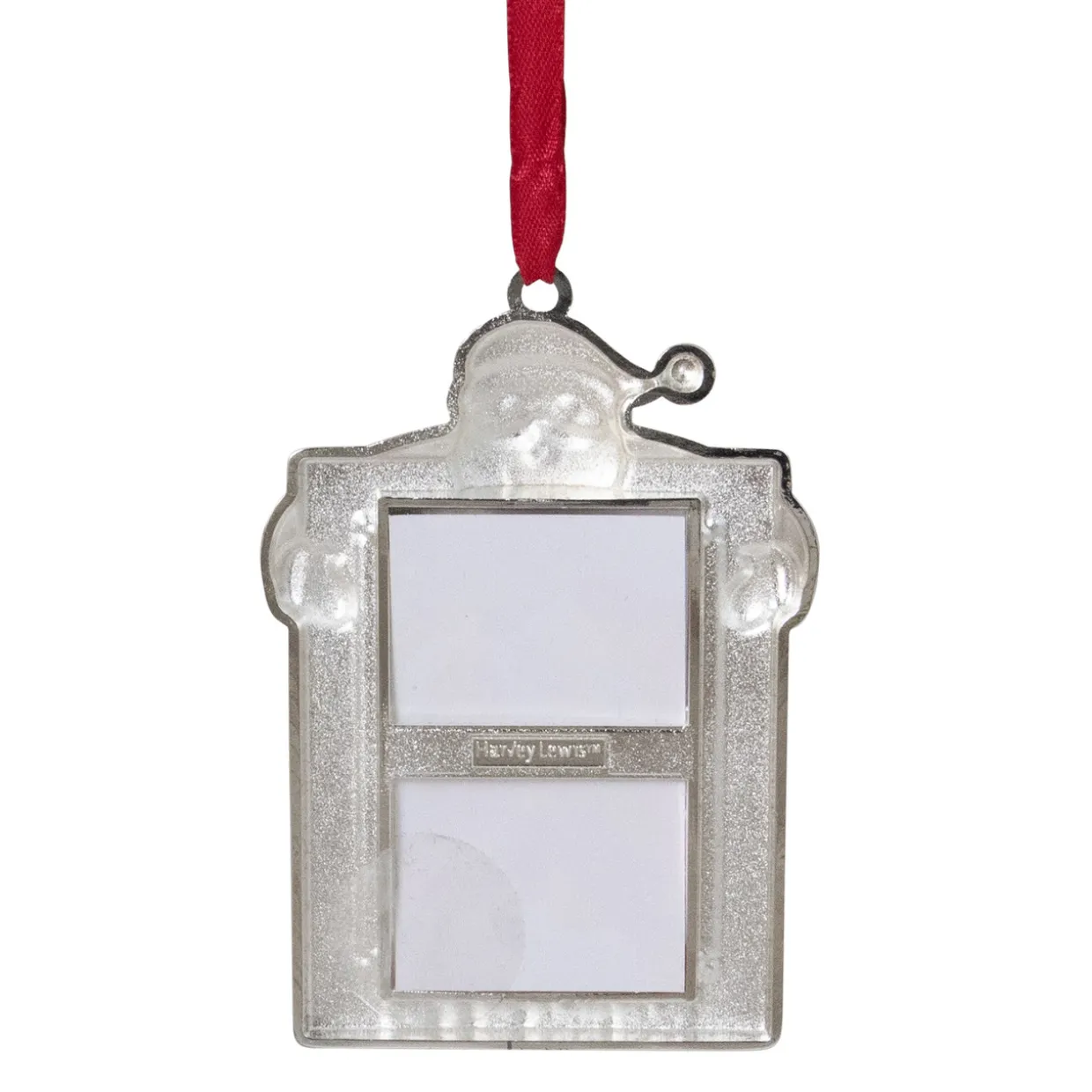 Embellished "Santa and Me" Photo Frame Christmas Ornament - 3.5" - Silver and Red
