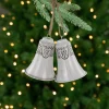 Embossed Bells Christmas Ornaments - 6" - White - Set of 2